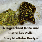 4 ingredient date and pistachio rolls made with dates and pistachios